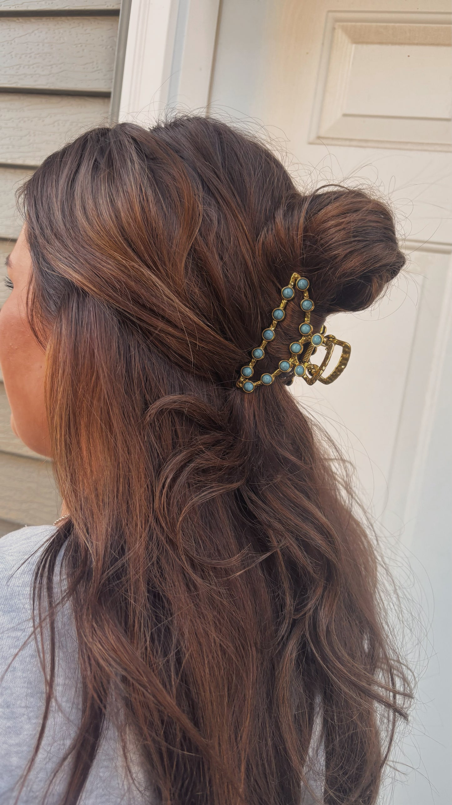 Gold and Turquoise Claw Clip