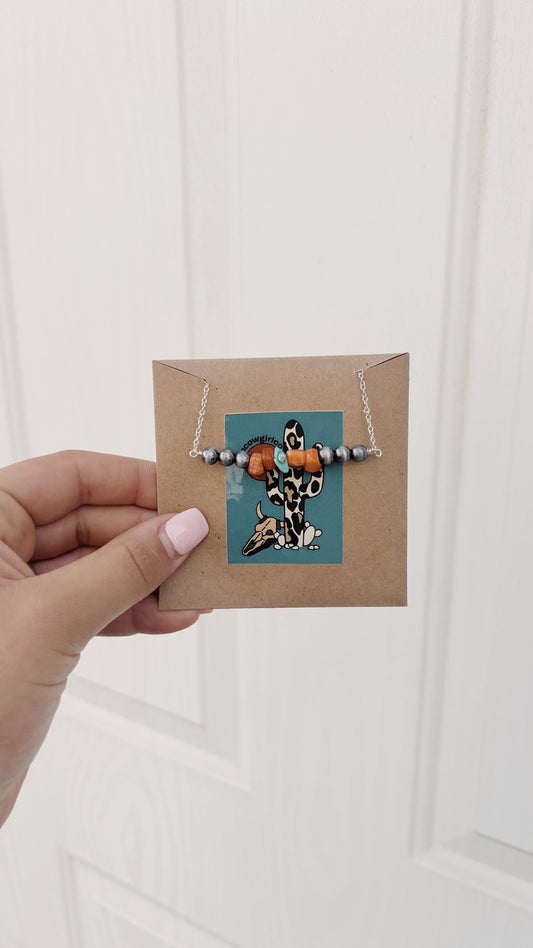 Orange & Turquoise Bar Necklace
