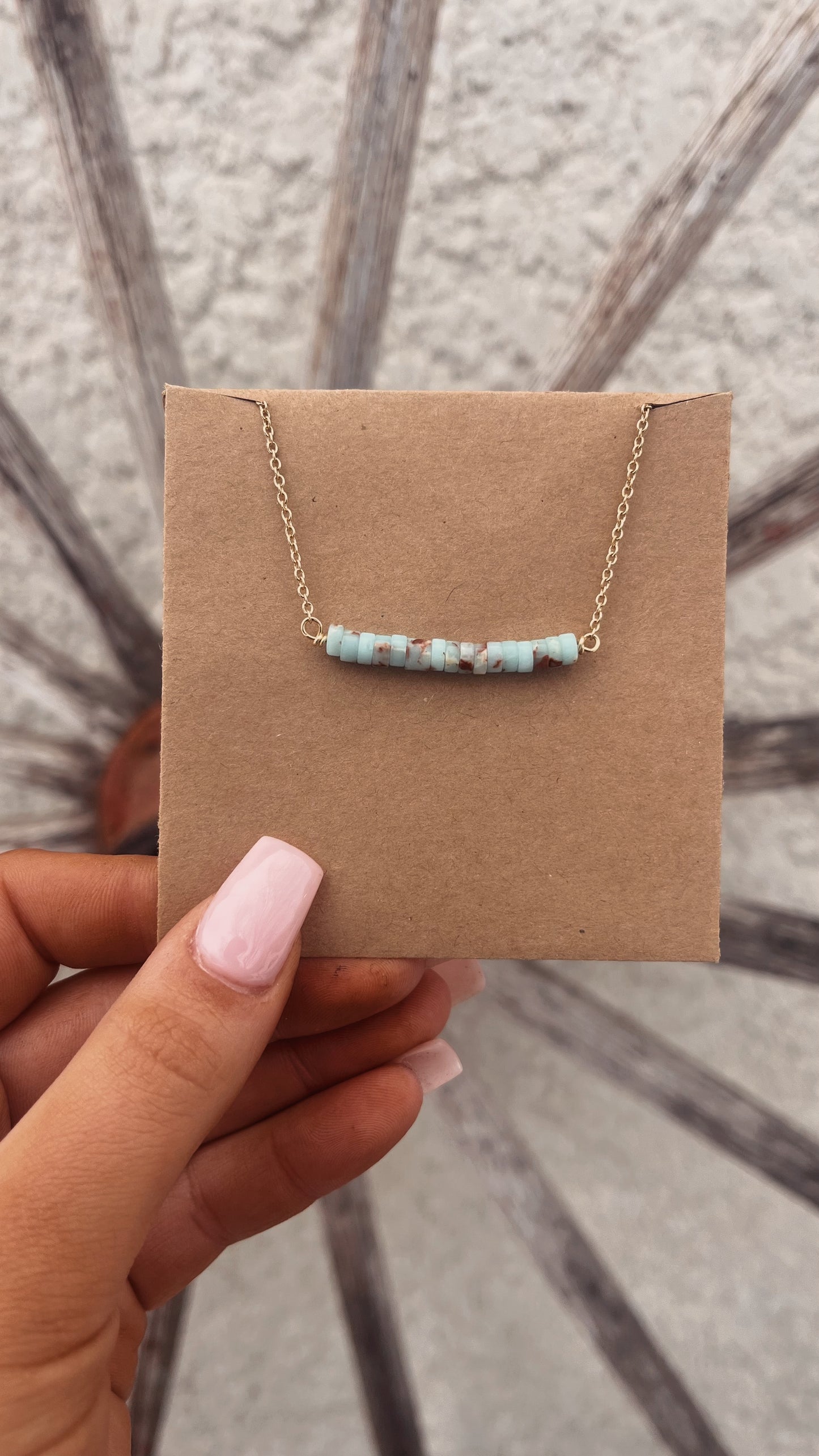 Light Turquoise Gold Necklace