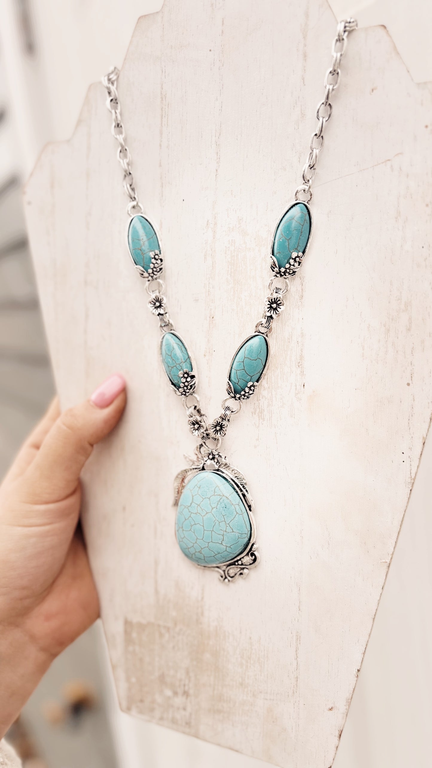 Statement Floral Turquoise Necklace