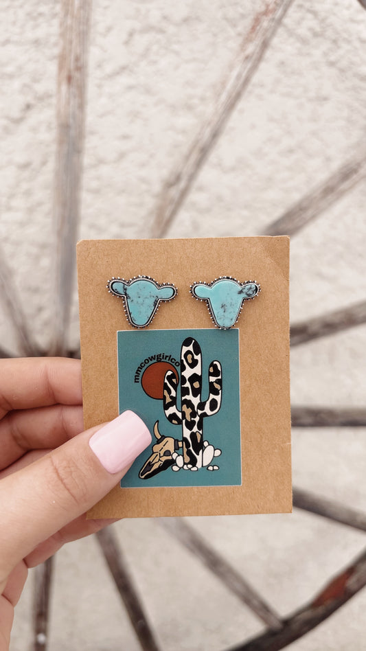 Turquoise Cow Earrings