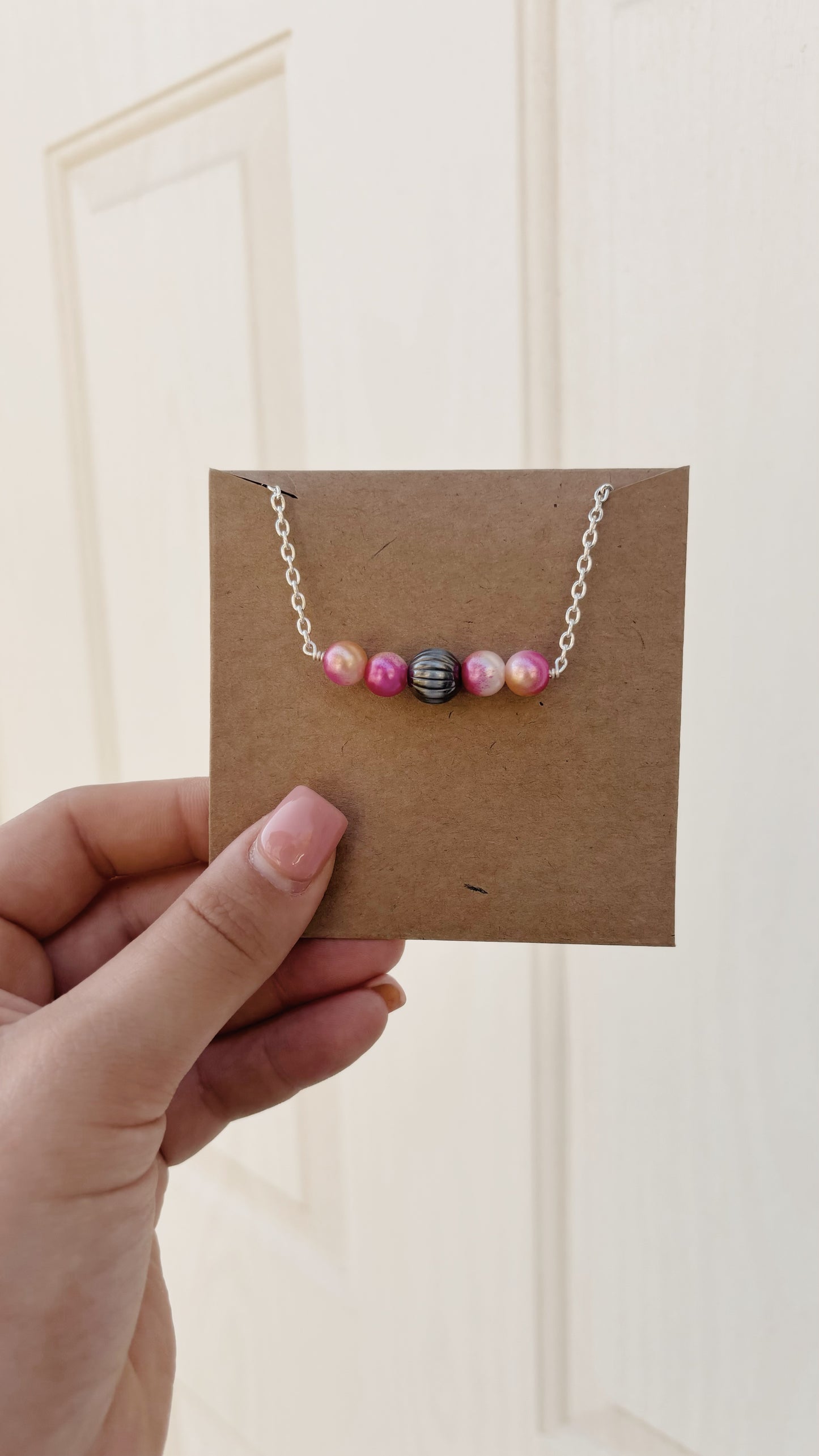 Pink and Blue Bar Necklace