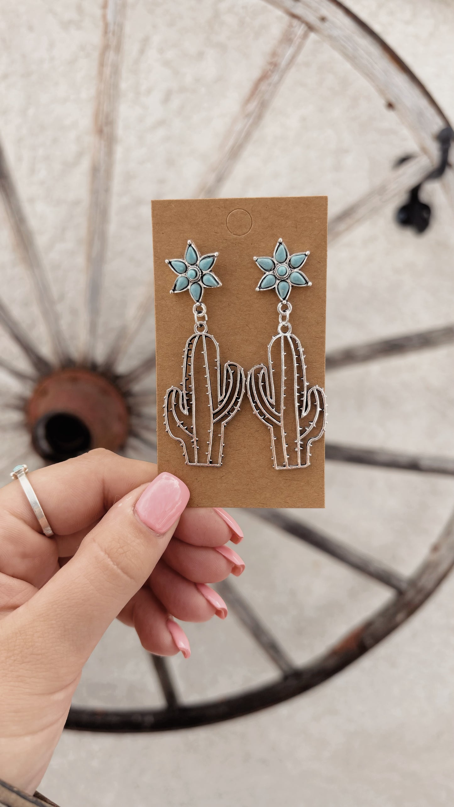 Turquoise Floral Cactus