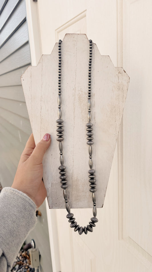 Textured Long Beaded Necklace