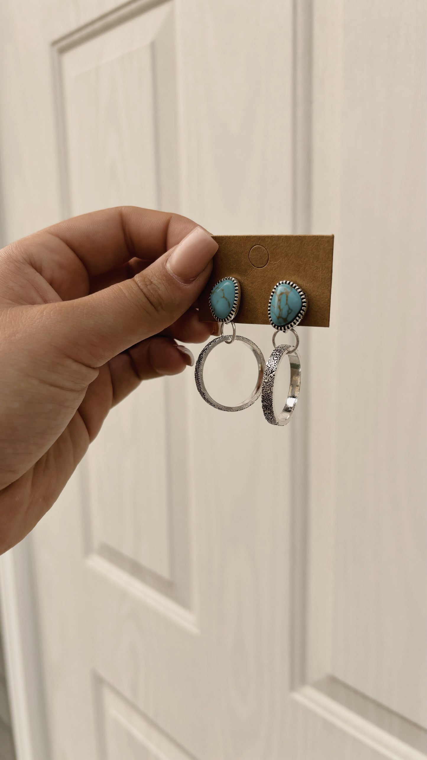 Turquoise Stud Hoop Earrings