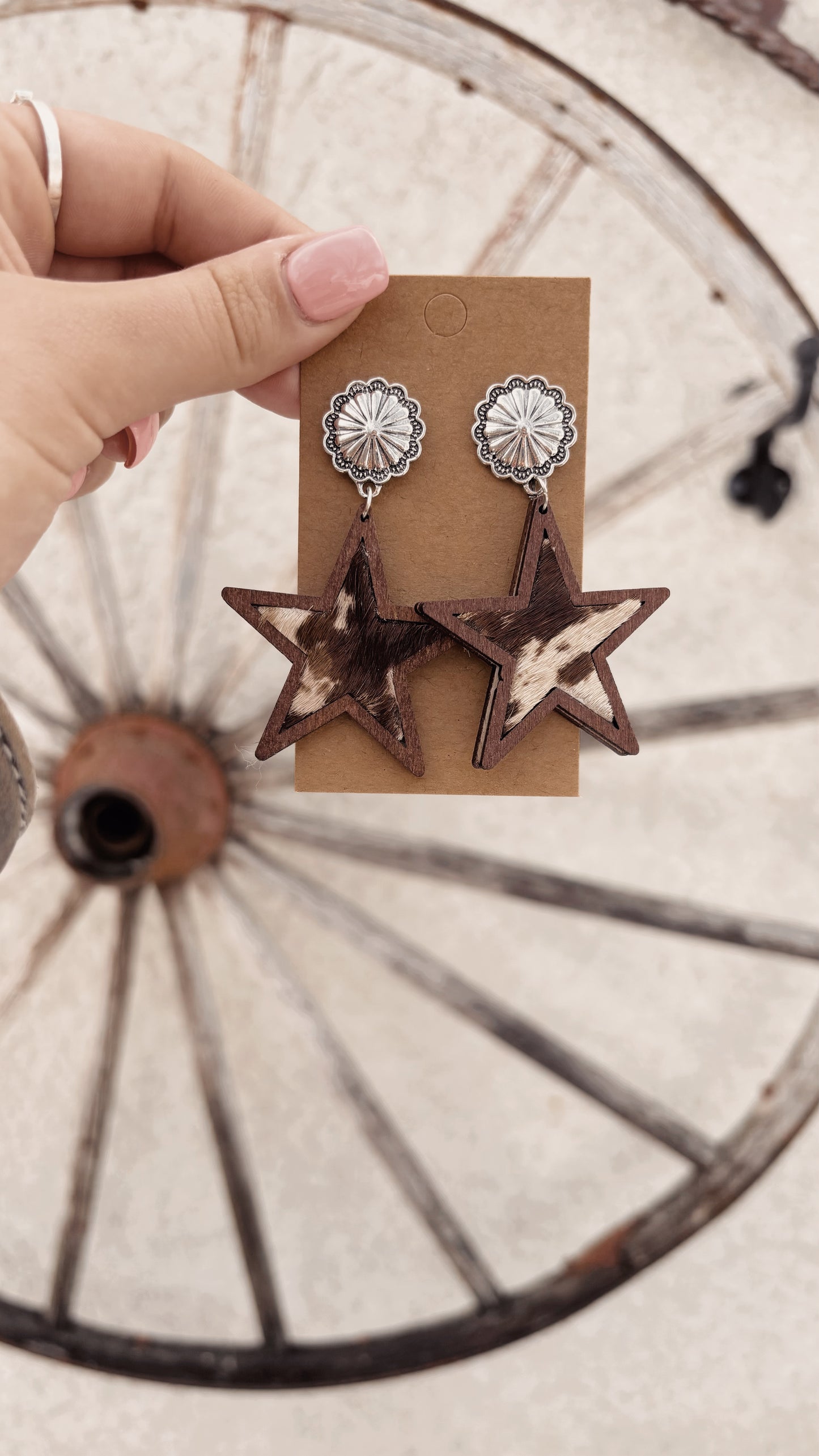 Cowhide Star Earrings