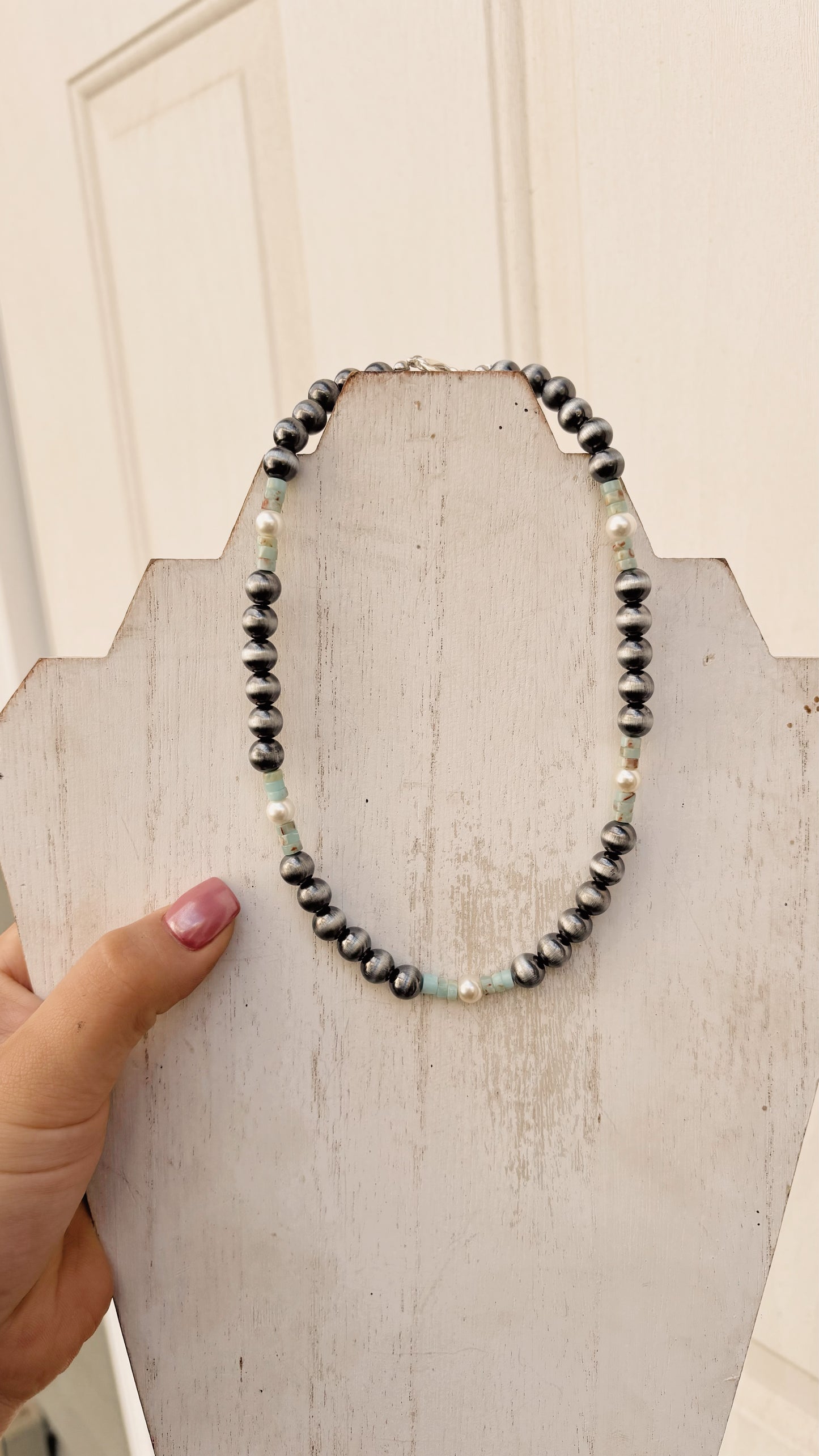 Navajo and Pearl Beaded Necklace