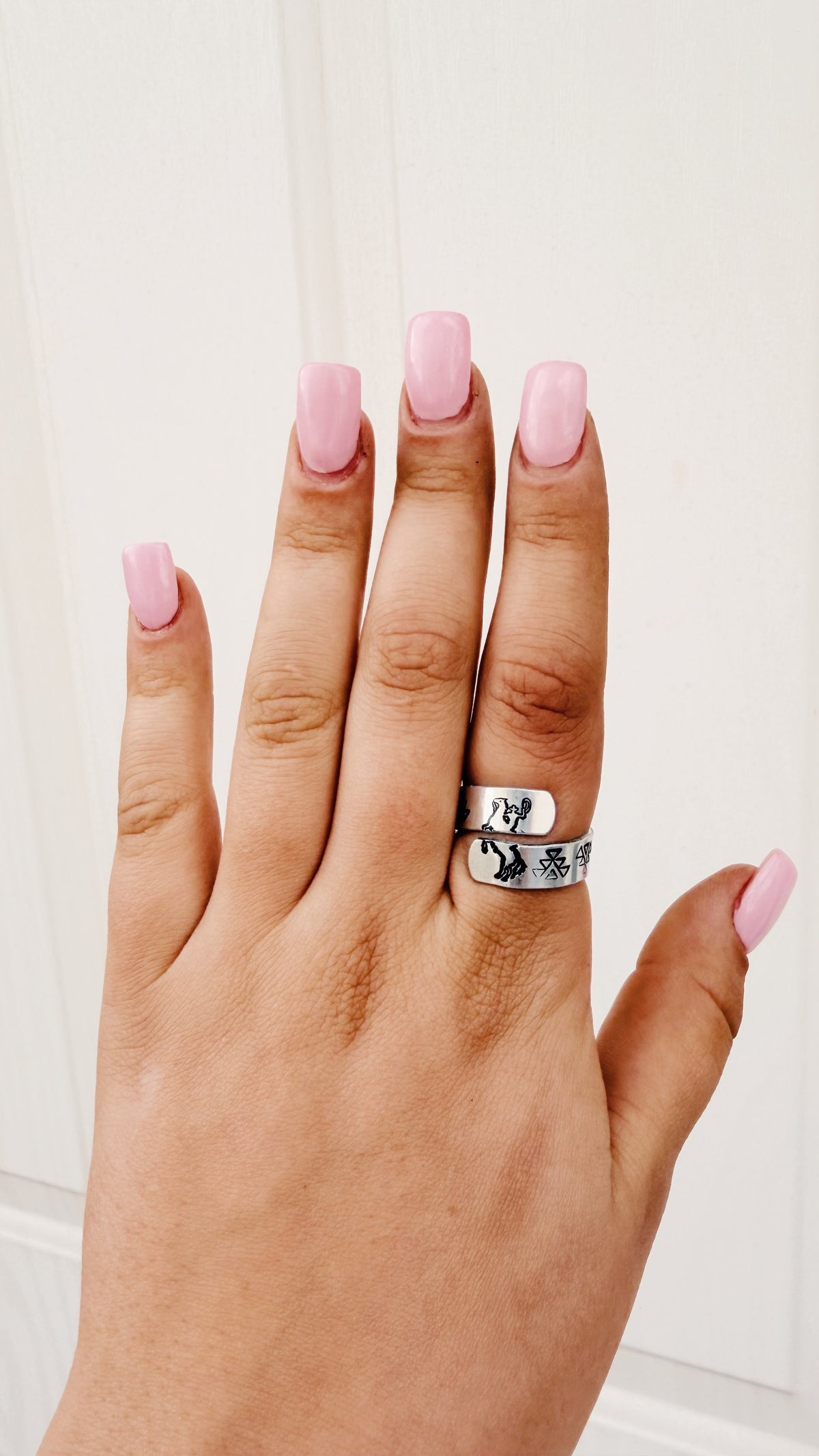 Split Horse Ring with Aztec Stamp