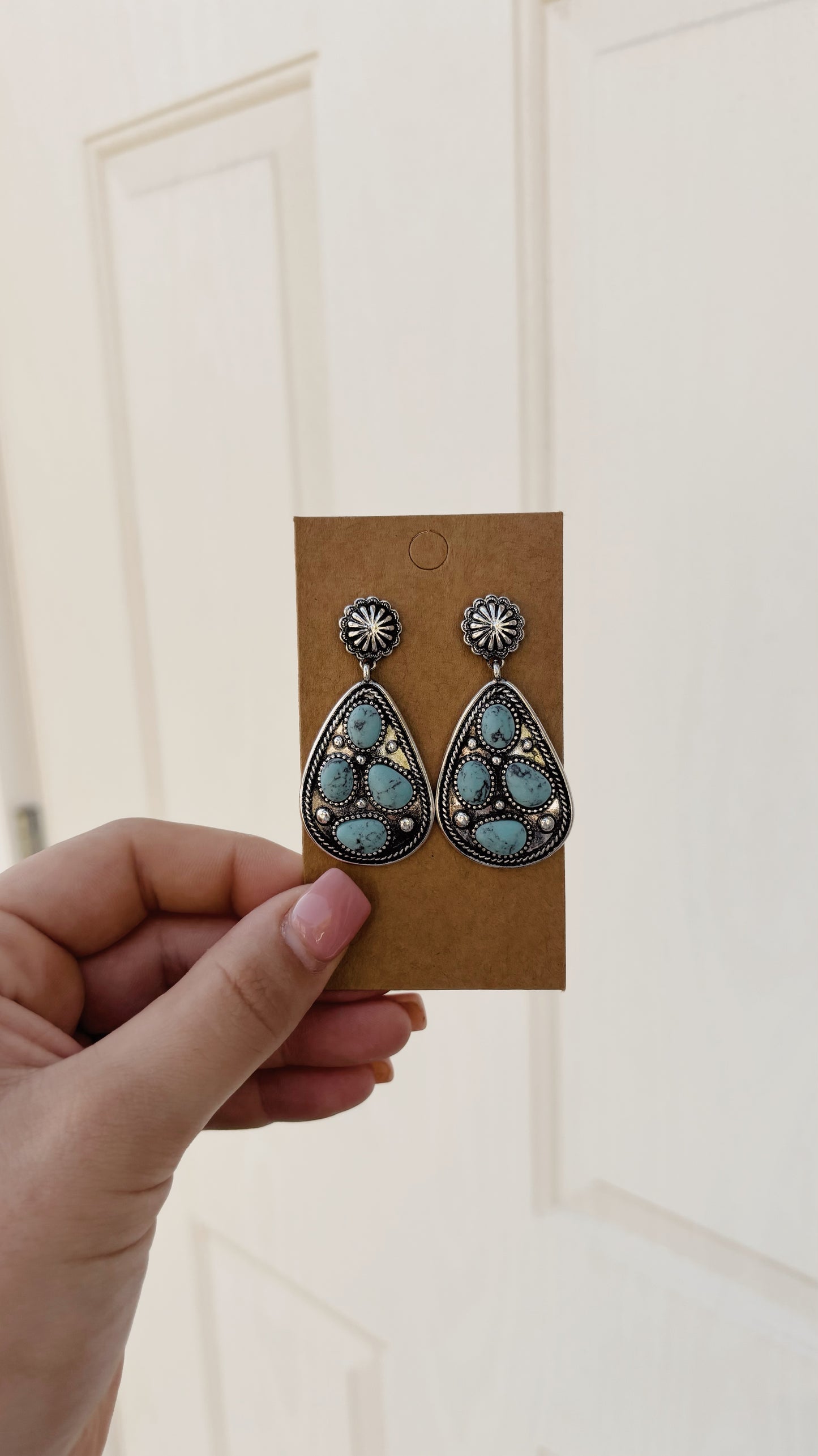 Turquoise Stud Dangle Earrings