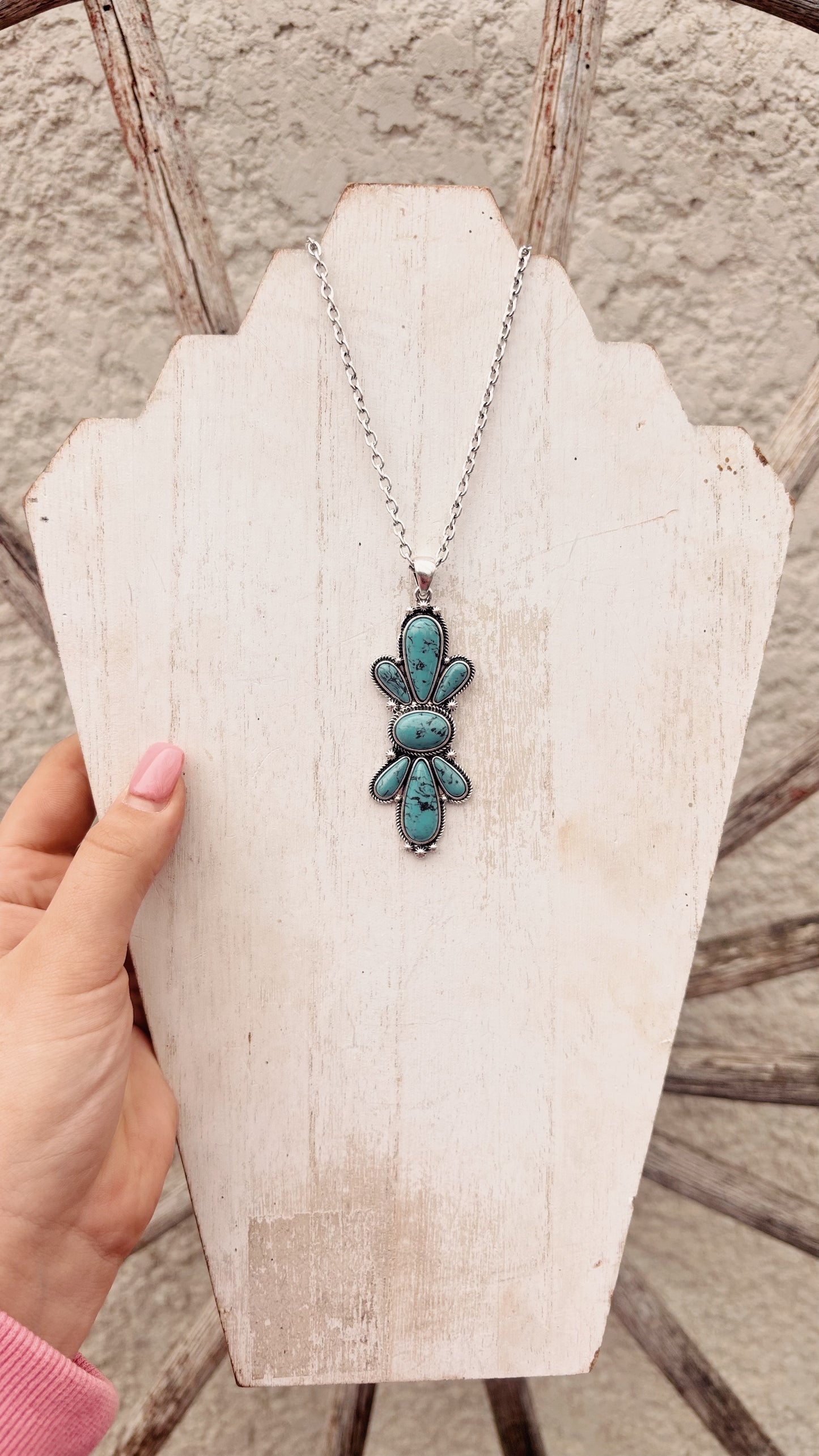 Turquoise Floral Chain Necklace