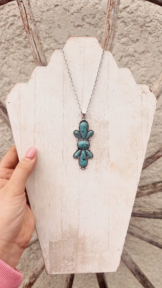 Turquoise Floral Chain Necklace