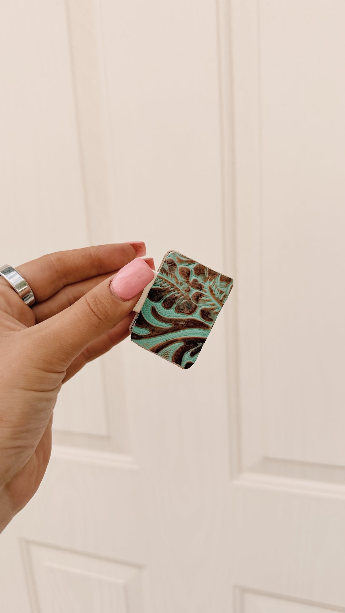 Turquoise Leather Claw Clip