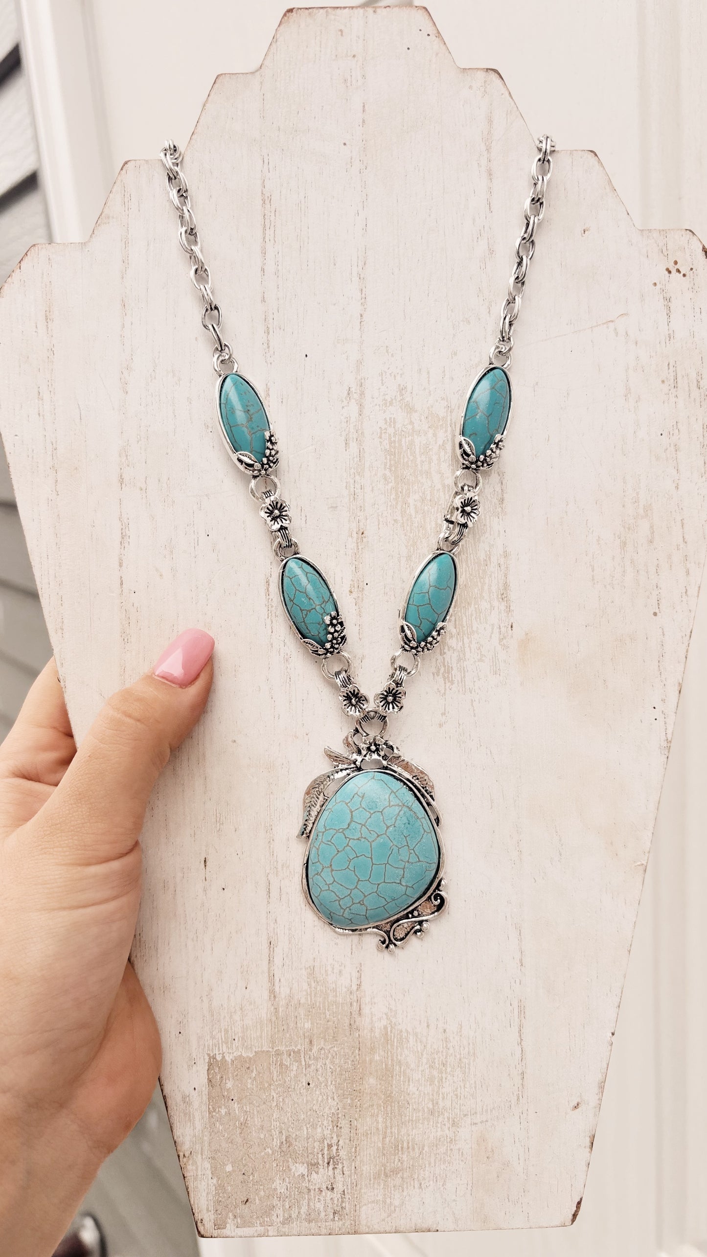 Statement Floral Turquoise Necklace