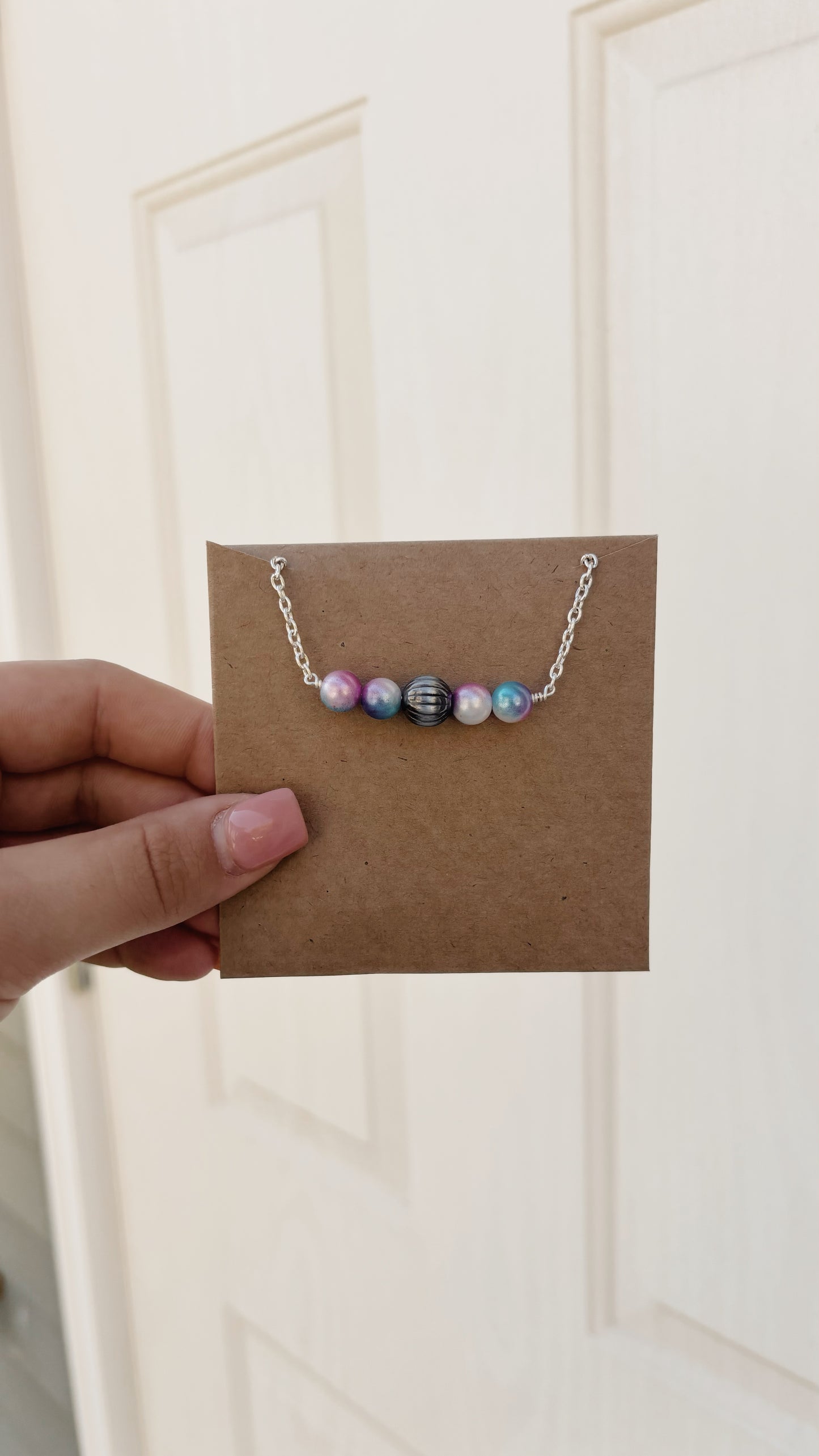 Pink and Blue Bar Necklace