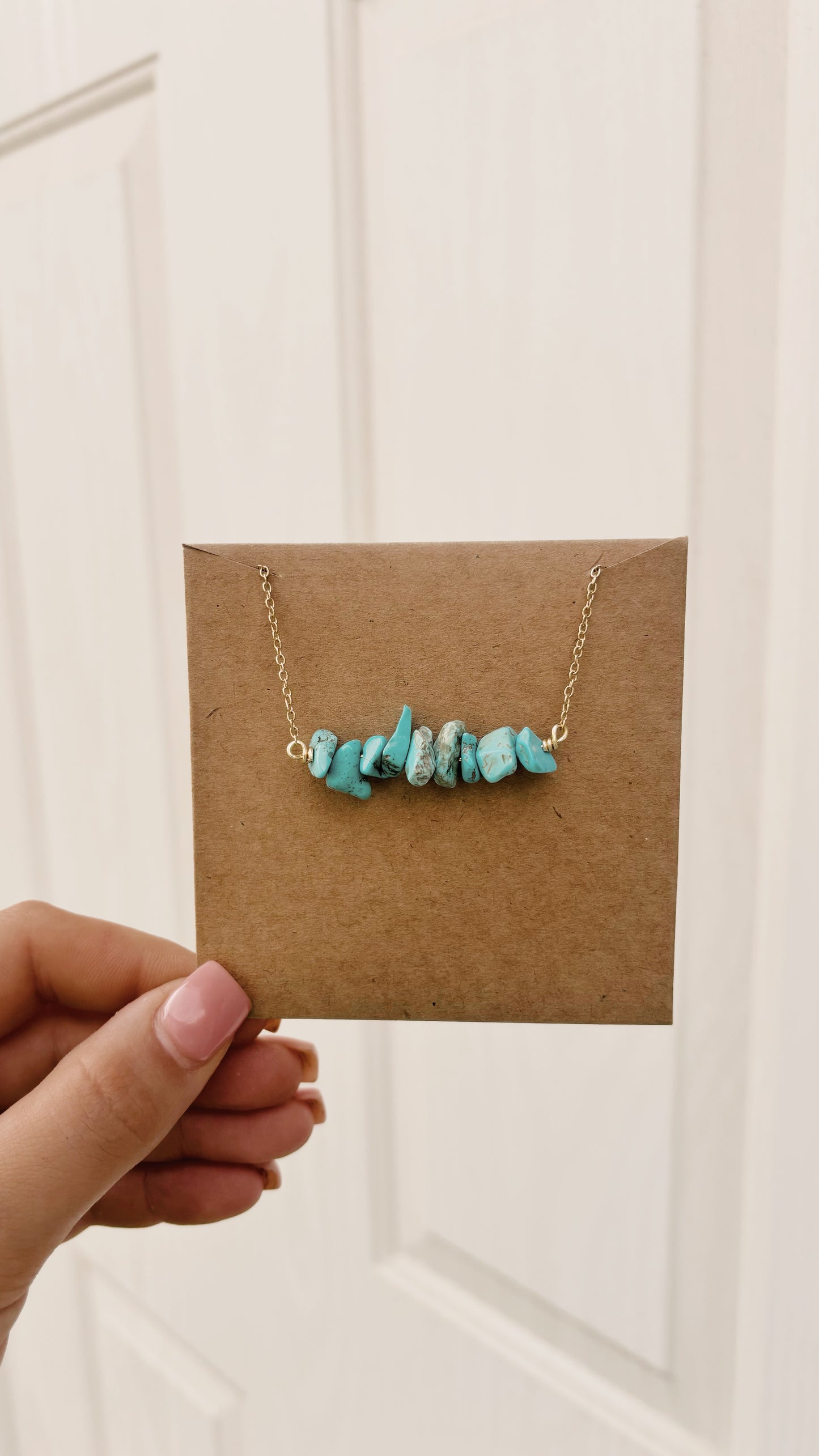 Gold Turquoise Chunk Necklace