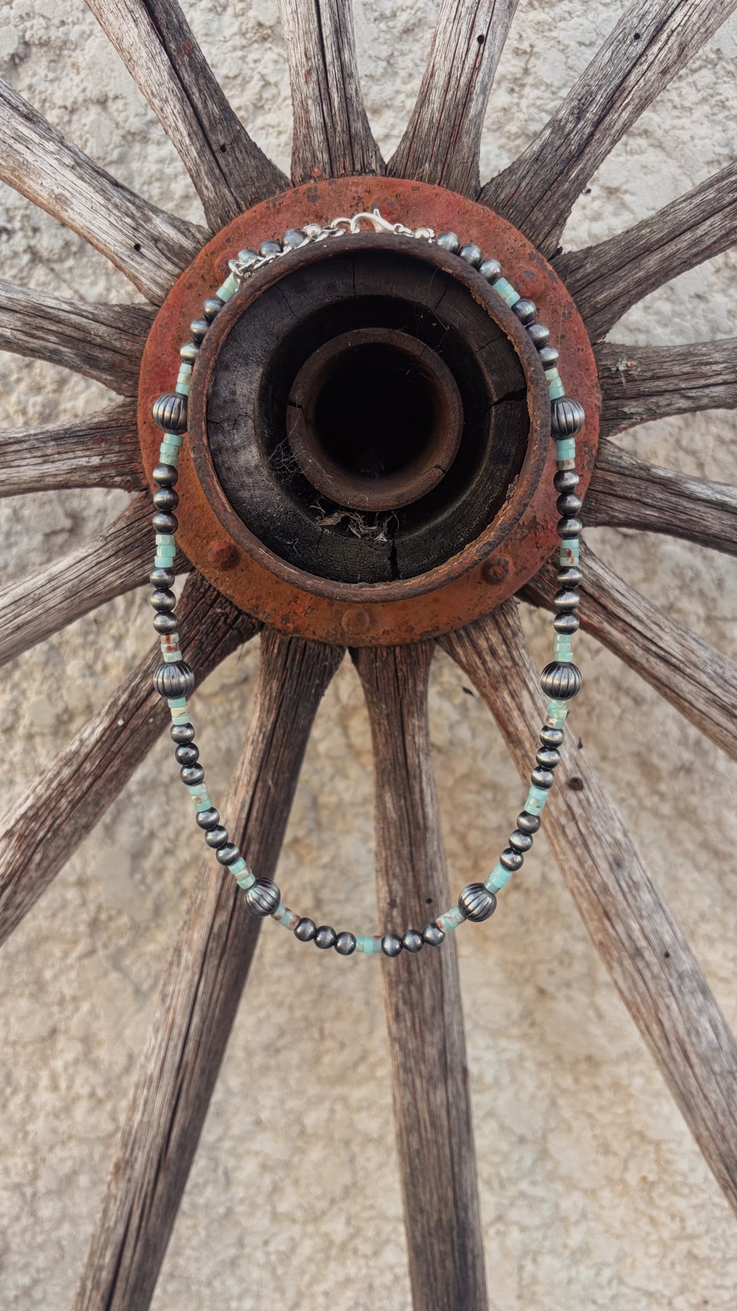 Turquoise Textured Bead Necklace