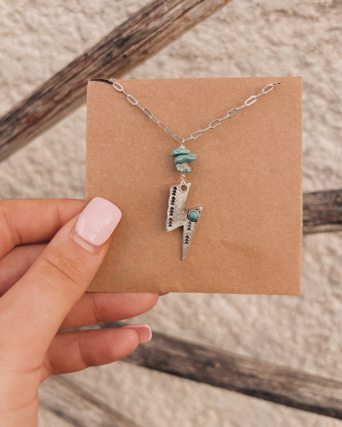 Turquoise Lighting Bolt Necklace