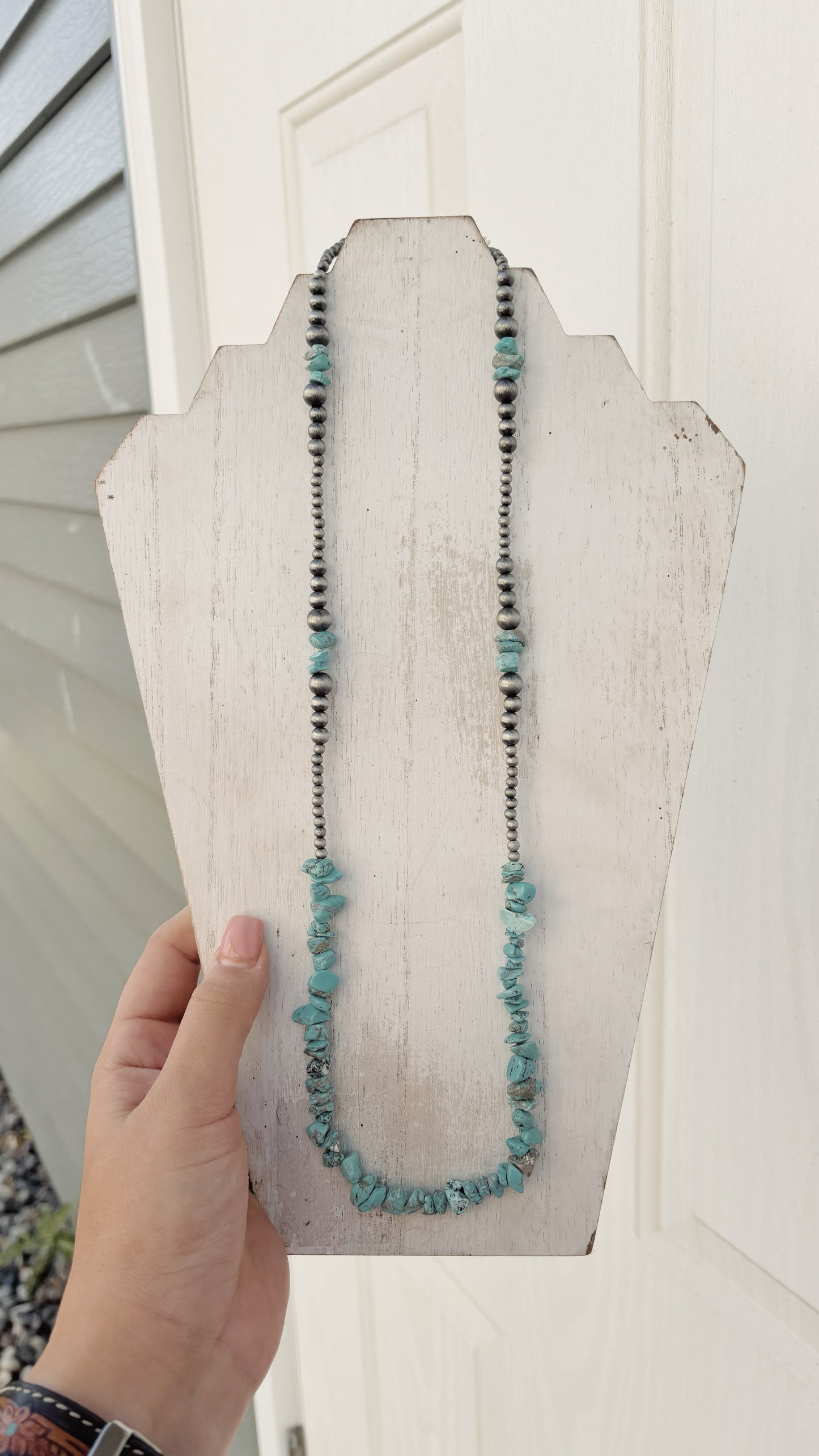 Long Turquoise and Navajo Necklace