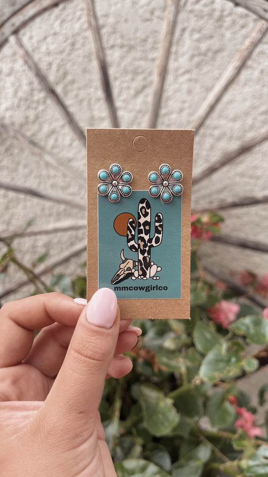 Floral Turquoise Studs