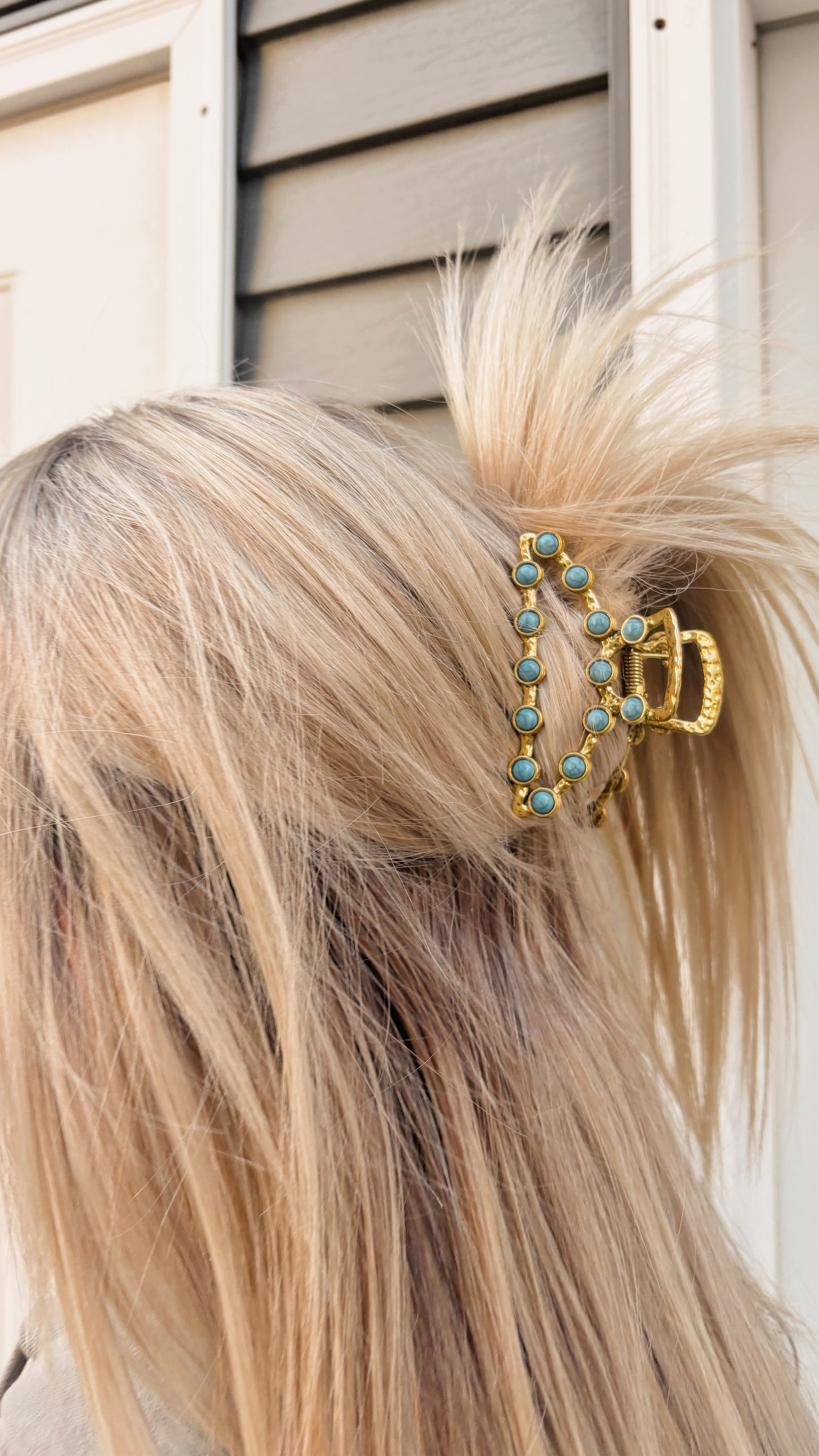 Gold and Turquoise Claw Clip