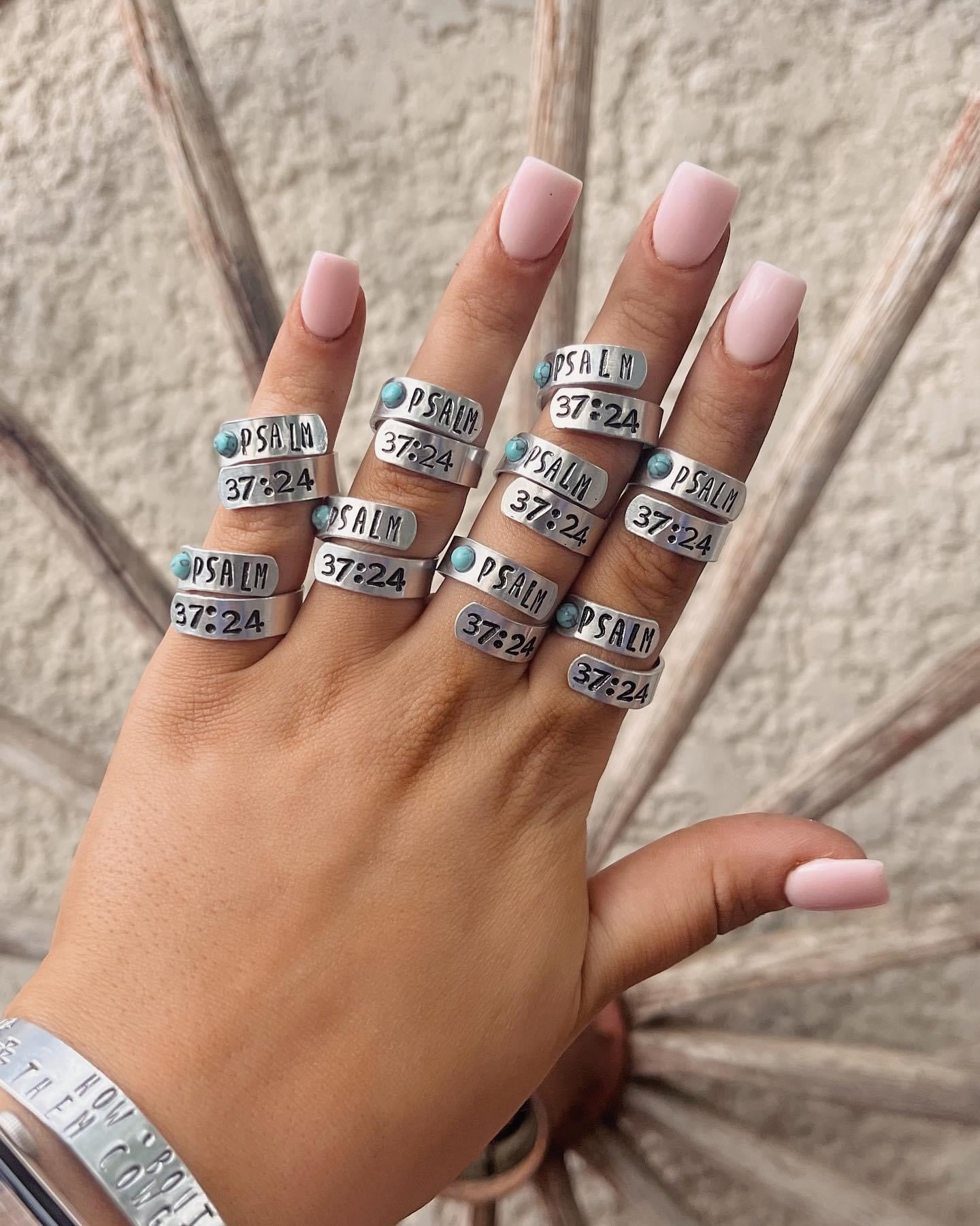 Psalm 37:24 Wrap Ring