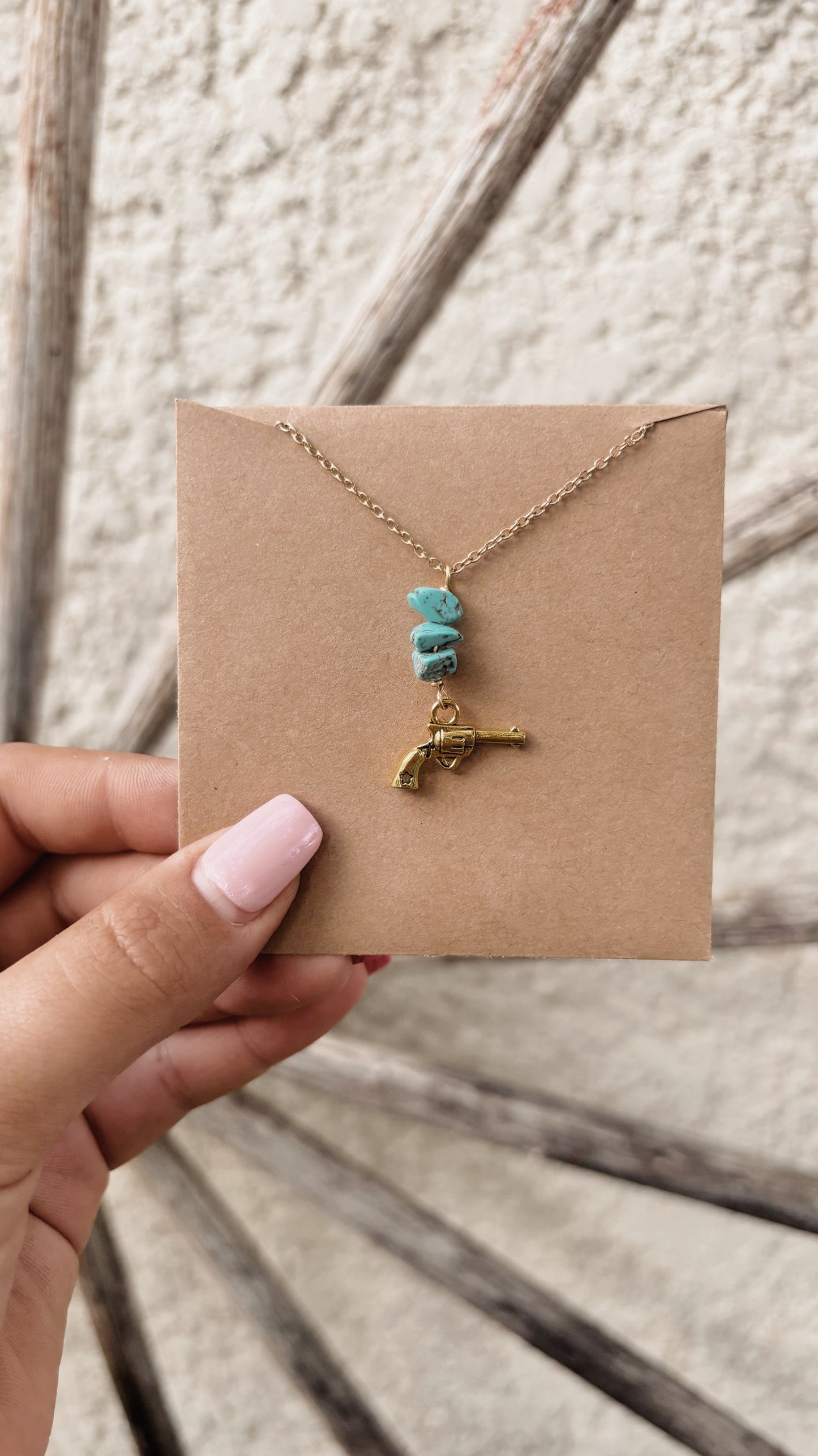 Gold Necklace with Turquoise