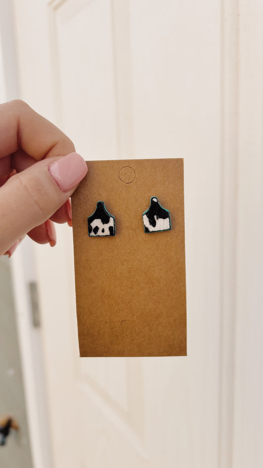 Turquoise Cow Tag Earrings